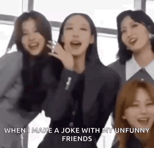 A Group Of Girls Are Laughing Together And Making A Joke With Each Other . GIF