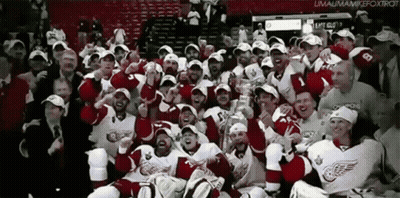 A Group Of Hockey Players Are Posing For A Photo With A Caption That Says Limaumamickfoxtrot GIF