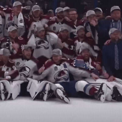A Group Of Hockey Players Are Posing For A Picture And One Of Them Has The Number 3 On His Jersey GIF