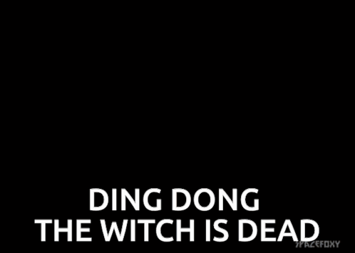 A Group Of Kiss Members Standing Next To Each Other With The Words " Ding Dong The Witch Is Dead " Below Them GIF