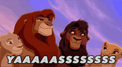 A Group Of Lion Cartoon Characters Are Standing Next To Each Other With The Caption Yaaaasssss GIF