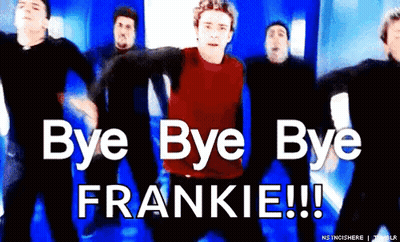 A Group Of Men Are Dancing And They Are Saying Bye Bye Frankie !!! GIF