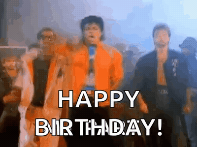 A Group Of Men Are Dancing In A Dark Room And The Words Happy Birthday Are On The Screen . GIF