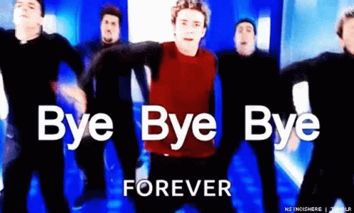 A Group Of Men Are Dancing In A Video That Says Bye Bye Forever GIF