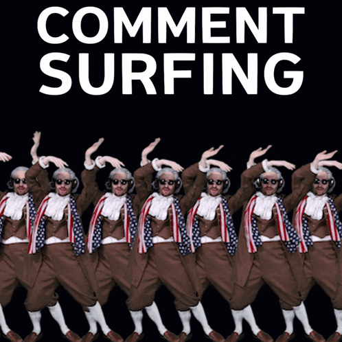 A Group Of Men Are Dancing In Front Of A Black Background That Says " Comment Surfing " GIF