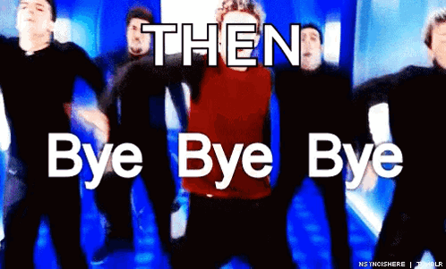 A Group Of Men Are Dancing With The Words Then Bye Bye GIF