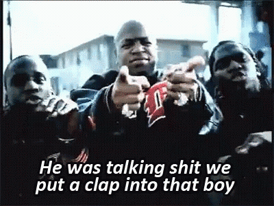 A Group Of Men Are Giving A Thumbs Up And The Caption Says He Was Talking Shit We Put A Clap Into That Boy GIF