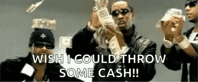 A Group Of Men Are Holding Lots Of Money In Their Hands . GIF