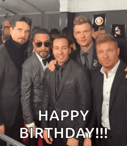 A Group Of Men Are Posing For A Picture With The Caption Happy Birthday GIF