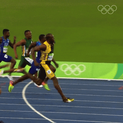 A Group Of Men Are Running On A Track And One Of Them Has The Number 85 On His Shirt GIF