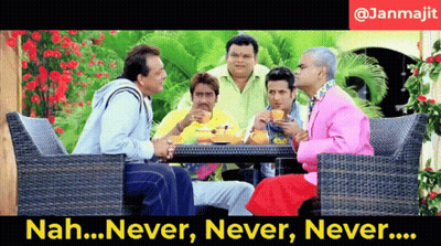 A Group Of Men Are Sitting Around A Table With The Words Nah Never Never Never GIF