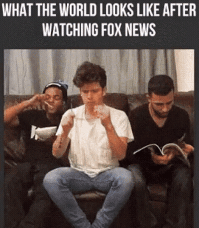 A Group Of Men Are Sitting On A Couch Watching Fox News .. GIF