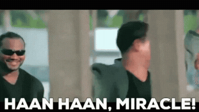 A Group Of Men Are Standing Next To Each Other With The Words Haan Haan , Miracle . GIF