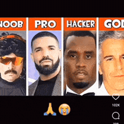 A Group Of Men Are Standing Next To Each Other With The Words Noob Pro Hacker And Gold Written On The Bottom GIF