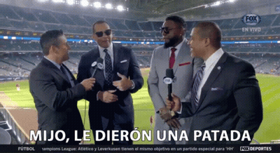 A Group Of Men Are Standing On A Baseball Field With A Fox Logo In The Background GIF