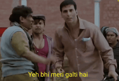 A Group Of Men Are Talking To Each Other With The Caption Yeh Bhi Meri Galti Hai On The Bottom GIF