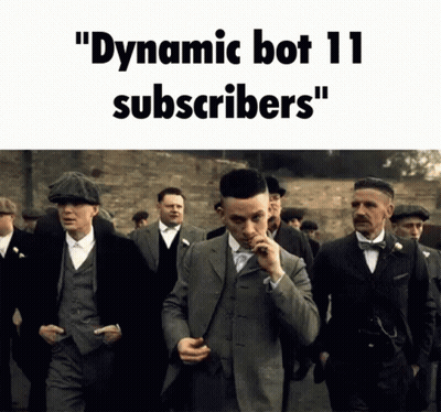 A Group Of Men In Suits And Hats Are Walking Down A Street And The Caption Says Dynamic Bot 11 Subscribers GIF