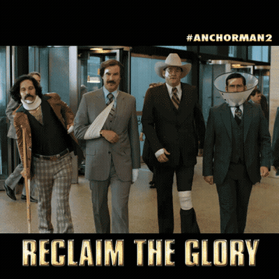 A Group Of Men In Suits Are Walking In A Line With The Words Reclaim The Glory On The Bottom GIF