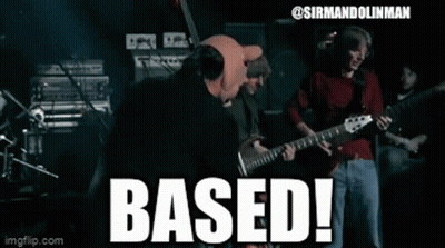 A Group Of Men Playing Guitars With The Words Based In White Letters GIF