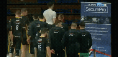 A Group Of Men Standing In Front Of A Securepro Banner GIF