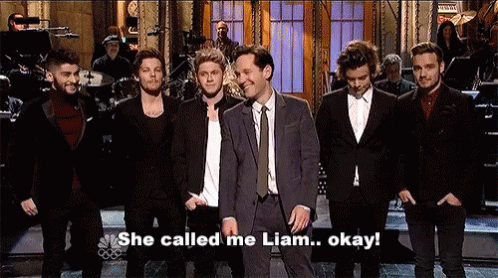 A Group Of Men Standing Next To Each Other With One Saying She Called Me Liam Okay .. GIF