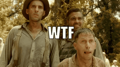 A Group Of Men Standing Next To Each Other With Wtf Written In White Letters GIF