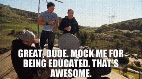 A Group Of Men Standing On Top Of A Hill With A Caption That Says Great Dude GIF