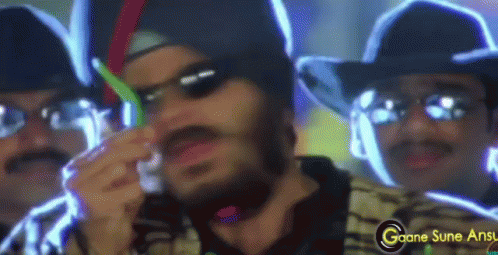 A Group Of Men Wearing Cowboy Hats And Sunglasses With The Words Gaane Sune Ansl On The Bottom Right GIF