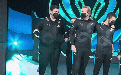 A Group Of Men Wearing Face Masks And Puma Shirts GIF