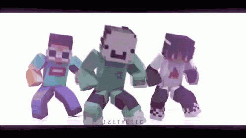 A Group Of Minecraft Characters Are Dancing In A Video By Izesthetic GIF