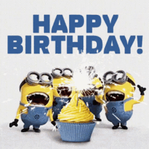 A Group Of Minions Are Celebrating A Birthday GIF