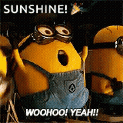 A Group Of Minions Are Standing Next To Each Other And One Of Them Is Wearing Goggles And Overalls . GIF