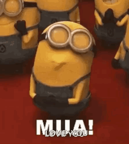 A Group Of Minions Are Standing Next To Each Other On A Red Carpet And One Of Them Is Wearing Goggles . GIF