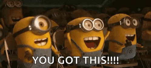 A Group Of Minions Are Standing Next To Each Other With Their Mouths Open And Laughing . GIF