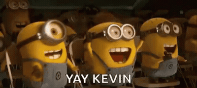 A Group Of Minions Standing Next To Each Other With Their Mouths Open . GIF