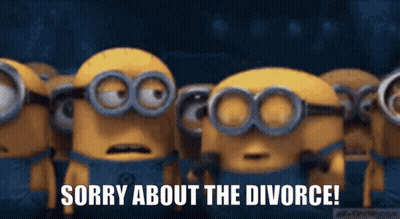 A Group Of Minions Wearing Goggles With The Words Sorry About The Divorce On The Bottom GIF