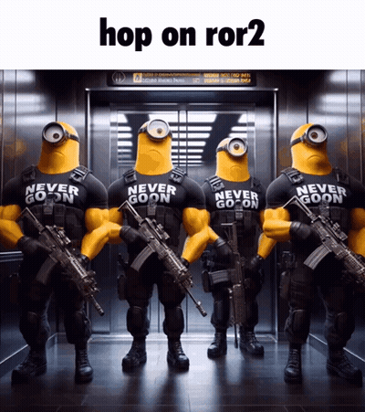 A Group Of Minions Wearing Never Goon Shirts GIF