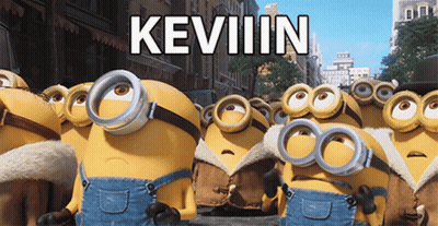 A Group Of Minions With The Name Kevin On The Top GIF