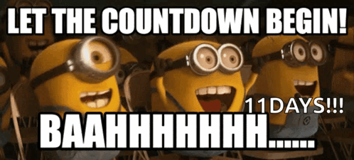 A Group Of Minions With The Words Let The Countdown Begin Baahhhhhhh GIF