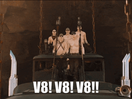 A Group Of Naked Men Holding Weapons With The Caption V8 V8 V8 GIF