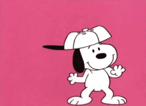 A Group Of Peanuts Characters Are Dancing In The Grass While Snoopy Plays A Boombox . GIF