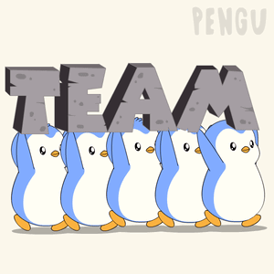 A Group Of Penguins Holding The Word Team GIF