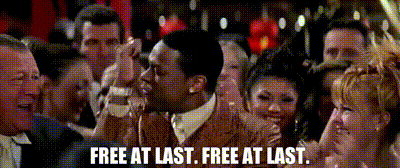 A Group Of People Applauding With The Words Free At Last Free At Last Written On The Bottom GIF