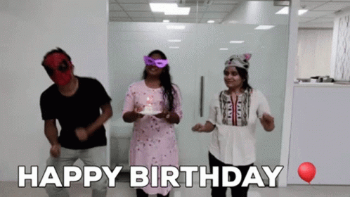 A Group Of People Are Celebrating A Birthday With The Words Happy Birthday GIF