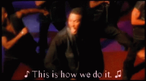 A Group Of People Are Dancing And The Words This Is How We Do It GIF