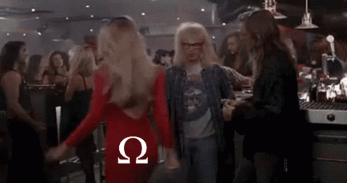 A Group Of People Are Dancing In A Club And The Word Schwing Is On The Screen GIF