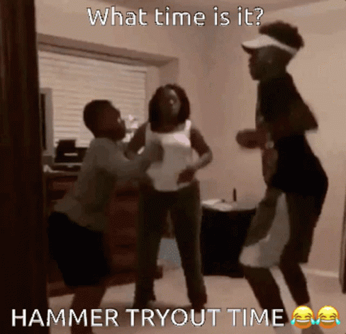 A Group Of People Are Dancing In A Room With The Caption " What Time Is It " GIF