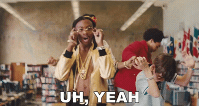 A Group Of People Are Dancing In A Room With Uh Yeah Written On The Bottom Right GIF