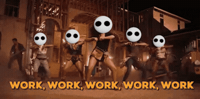 A Group Of People Are Dancing In A Video That Says Work Work Work Work Work GIF