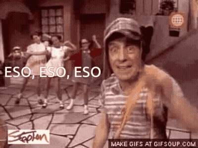 A Group Of People Are Dancing In Front Of A Sign That Says " Eso " GIF